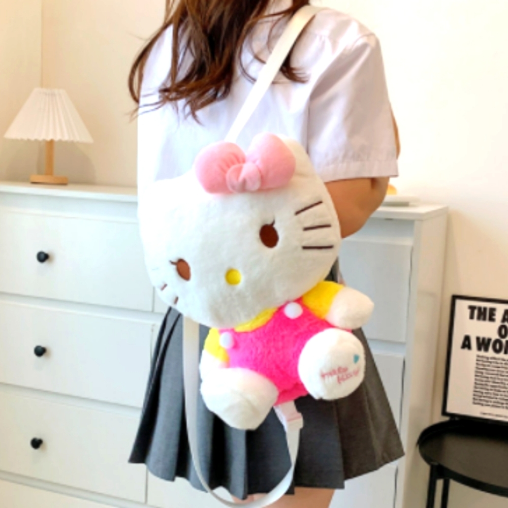 Cat Plush Toys for Hello Kitty Pink Bow Stuffed Animal Backpack Anime Plush